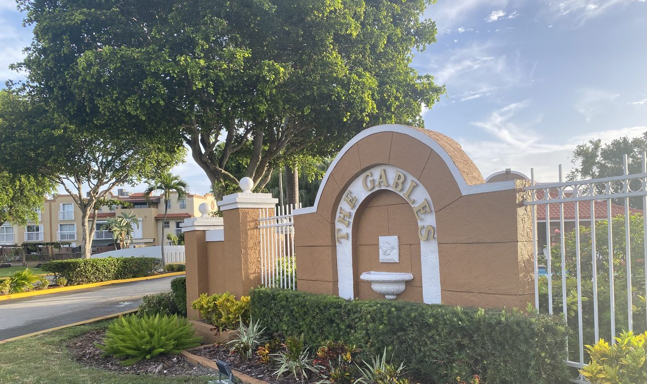 The Gables entrance monument at Coral Lakes